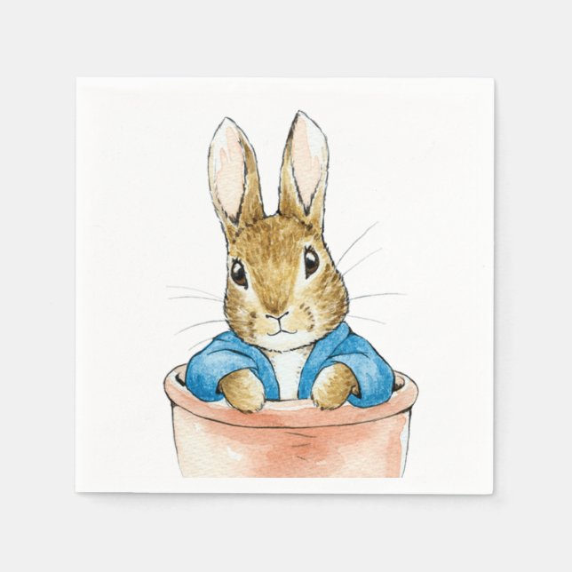 Peter the Rabbit Sitting in a Plant Pot   Napkins (Front)