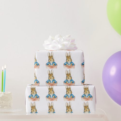 Peter the Rabbit Sitting in a Plant Pot    Wrapping Paper