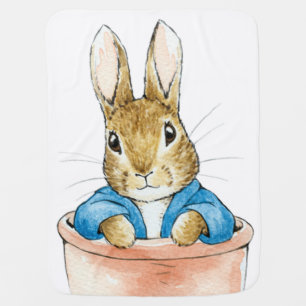 Peter the Rabbit Sitting in a Pot    Baby Blanket