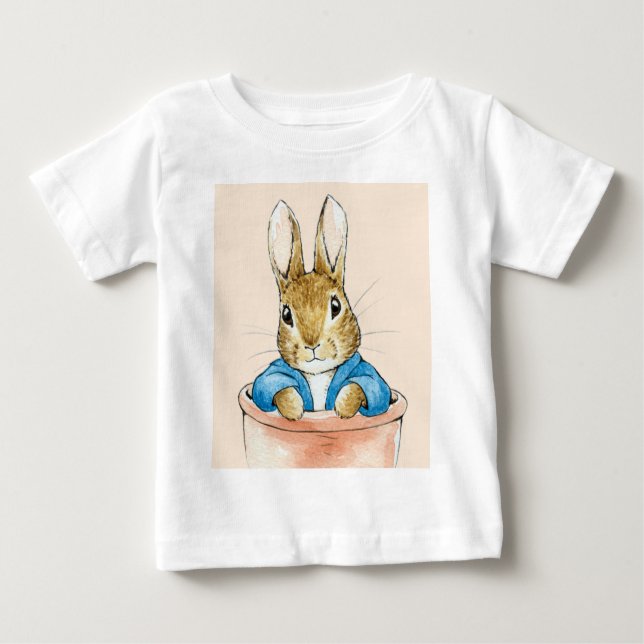 Peter the Rabbit Sitting in a Pot Baby T-Shirt (Front)