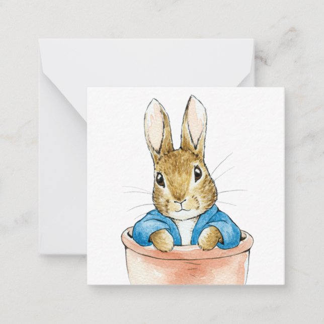 Peter the Rabbit Sitting in a Pot    Note Card (Front)