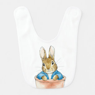 Peter the Rabbit Sitting in Plant Pot Baby Bib