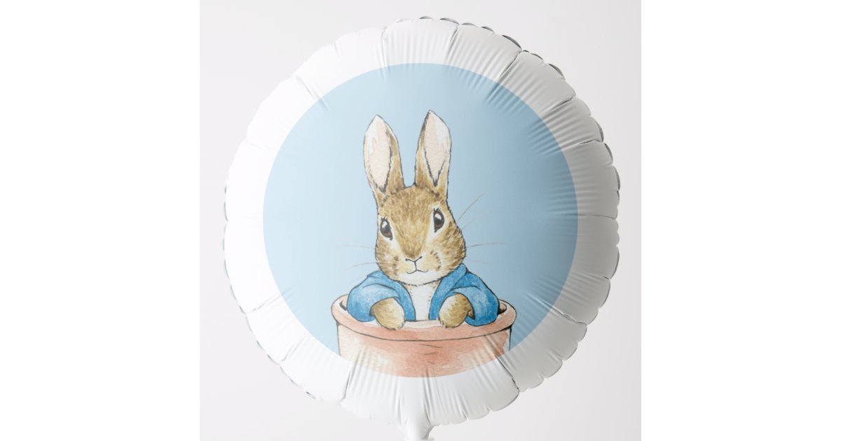 Peter Rabbit With Balloon Image Peter the Rabbit Sitting in Plant Pot Balloon | Zazzle