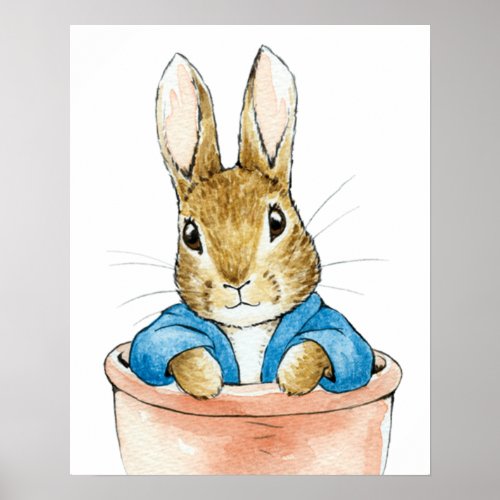 Peter the Rabbit Sitting in Plant Pot     Poster