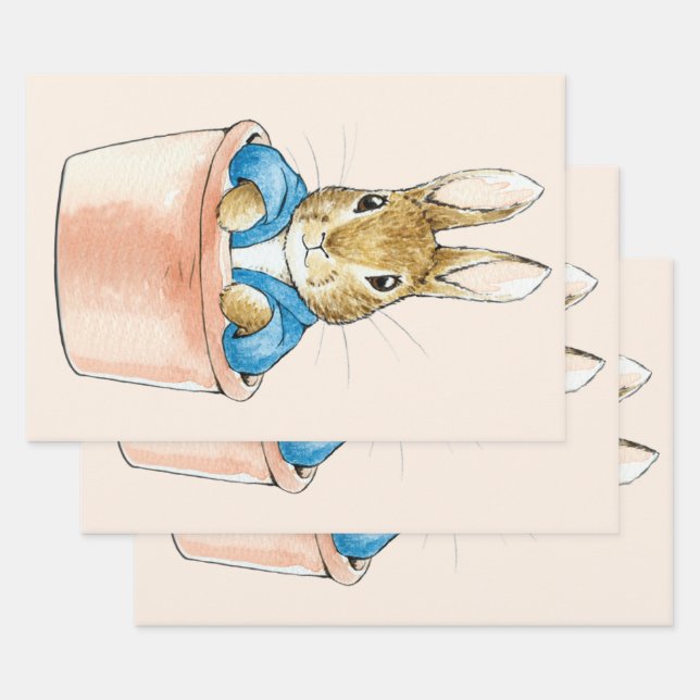 Peter the Rabbit Sitting in Plant Pot Wrapping Paper Sheets (Set)