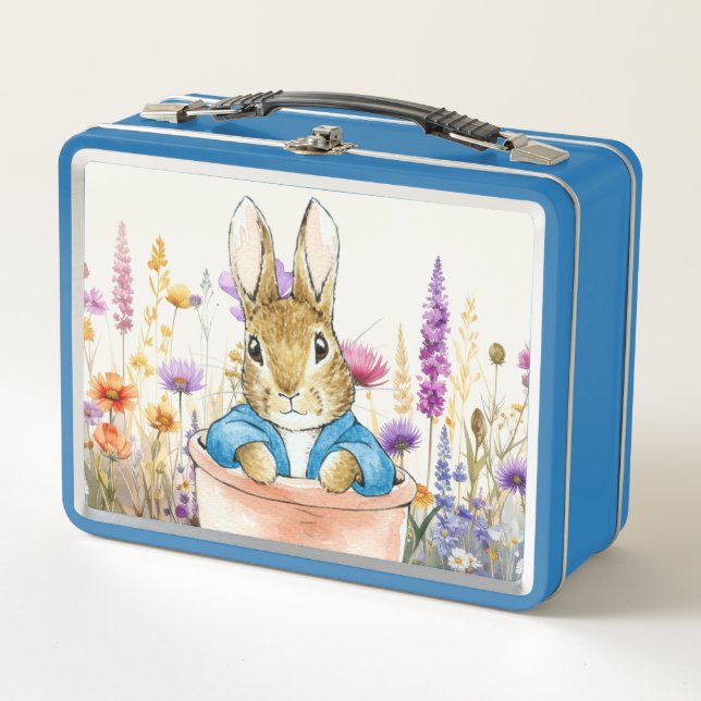 Peter the Rabbit Sitting in Pot Plant    Metal Lunch Box (Front)