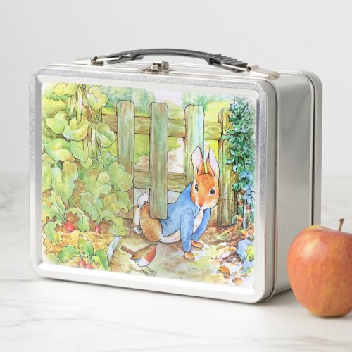 Peter the Rabbit Sneaking into Mc Gregors Garden  Metal Lunch Box