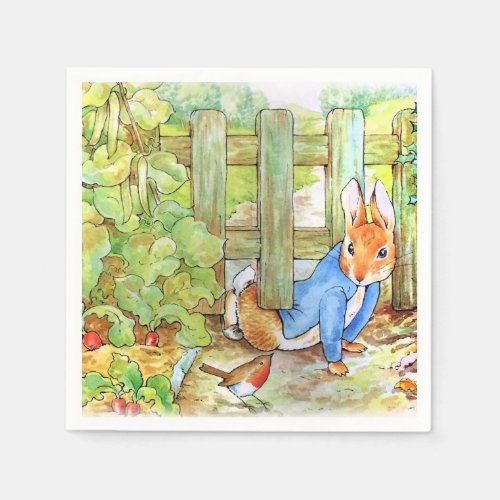 Peter the Rabbit Sneaking into Mc Gregors Garden Napkins