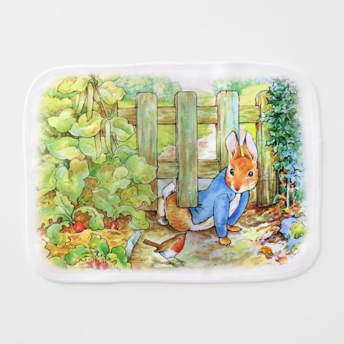 Peter the Rabbit Sneaking into Mc Gregors Vegie G Baby Burp Cloth