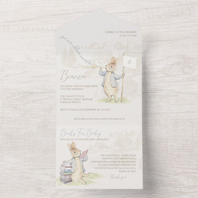 Peter the Rabbit Some Bunny Baby Shower All In One Invitation (Inside)
