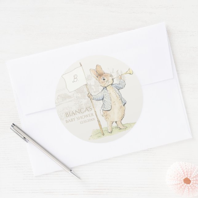 Peter the Rabbit Some Bunny Baby Shower Classic Round Sticker (Envelope)