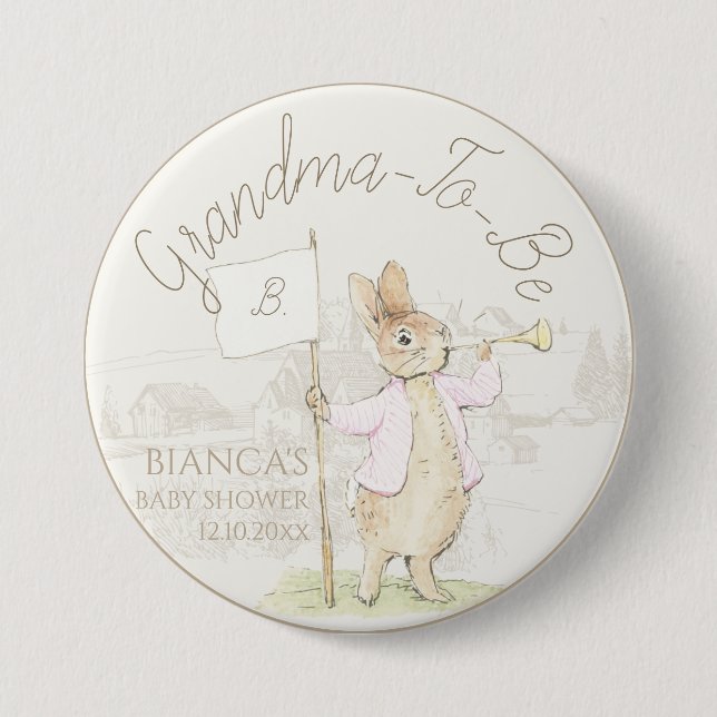 Peter the Rabbit Some Bunny Baby Shower Grandma to Button (Front)