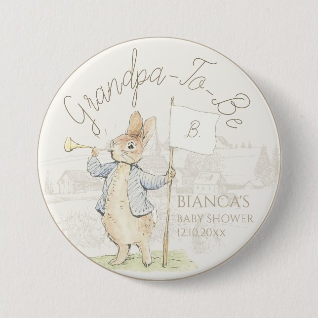 Peter the Rabbit Some Bunny Baby Shower Grandpa to Button (Front)