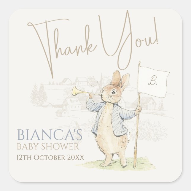 Peter the Rabbit Some Bunny Baby Shower Square Sticker (Front)