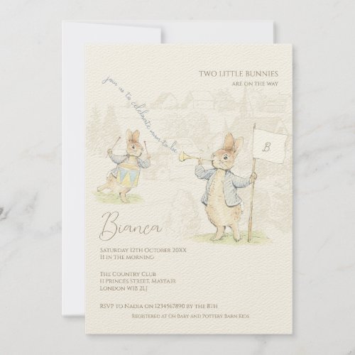 Peter the Rabbit Some Bunny Twins Baby Shower Invitation