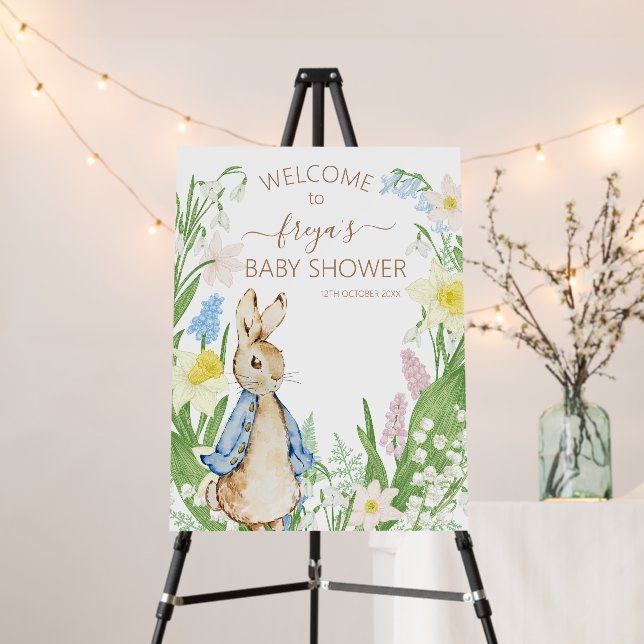 Peter the Rabbit Spring Blooms Baby Shower Welcome Foam Board (In Situ (Stand))