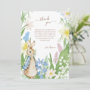 Peter the Rabbit Spring Blooms Blue Baby Shower Thank You Card