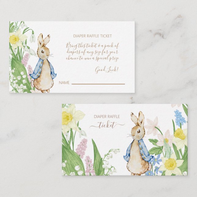 Peter the Rabbit Spring Blooms Easter Baby Shower Enclosure Card (Front/Back)