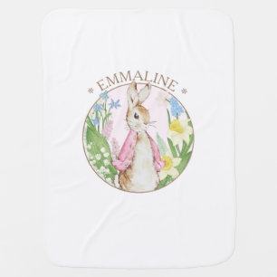 Peter the Rabbit Spring Blooms Pink Baby Shower Baby Blanket