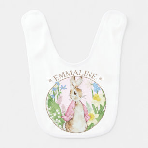 Peter the Rabbit Spring Blooms Pink Baby Shower Bib
