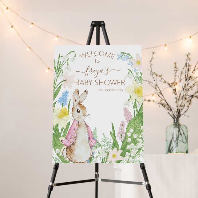 Peter the Rabbit Spring Blooms Pink Baby Shower Foam Board (In Situ (Stand))