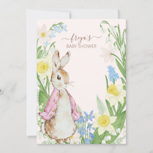 Peter the Rabbit Spring Blooms Pink Baby Shower Invitation