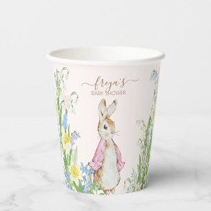 Peter the Rabbit Spring Blooms Pink Baby Shower Paper Cups