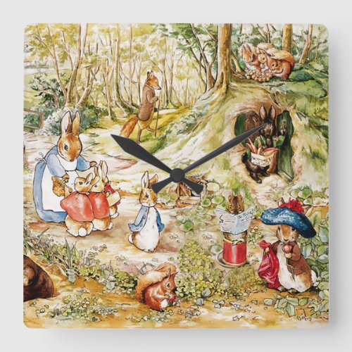 Peter the rabbit  square wall clock