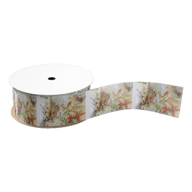 Peter the rabbit tumbling in garden shed 	 grosgrain ribbon (Spool)