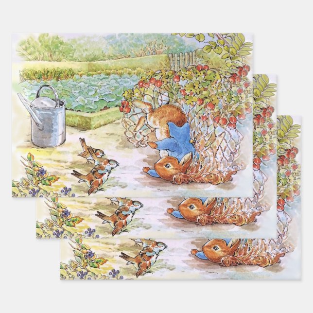 Peter the Rabbit Tumbling in Vegie Patch Wrapping Paper Sheets (Set)