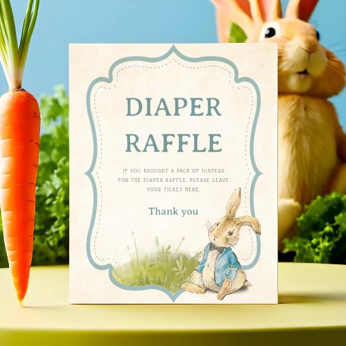 Peter The Rabbit Vintage Baby Shower Diaper Raffle Poster