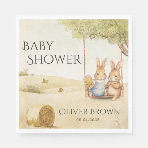 Peter The Rabbit Vintage Pastel Baby Shower Napkins