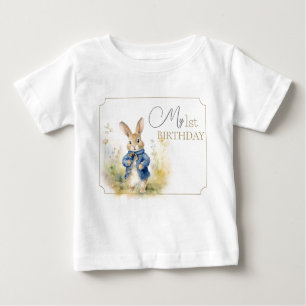 Peter The Rabbit Watercolor Birthday Baby T-Shirt
