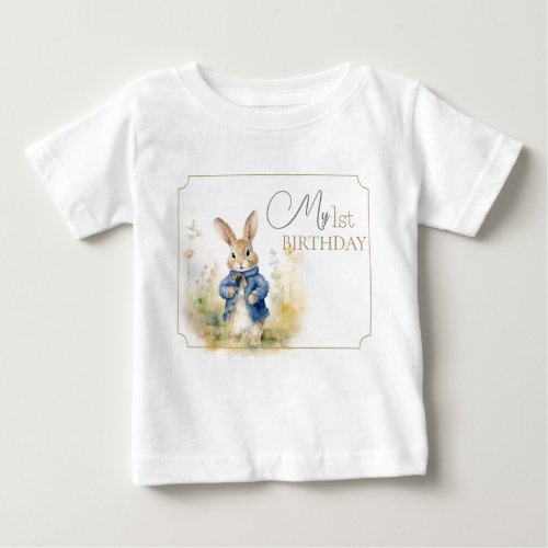Peter The Rabbit Watercolor Birthday  Baby T_Shirt