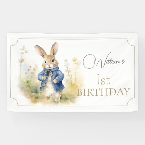 Peter The Rabbit Watercolor Birthday  Banner