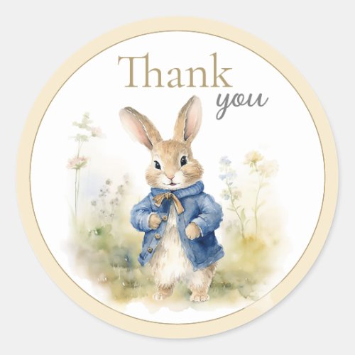 Peter The Rabbit Watercolor Birthday Classic Round Sticker