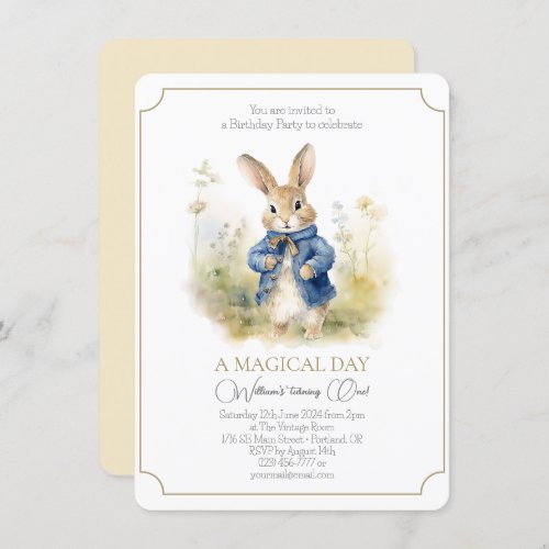 Peter The Rabbit Watercolor Birthday Invitation