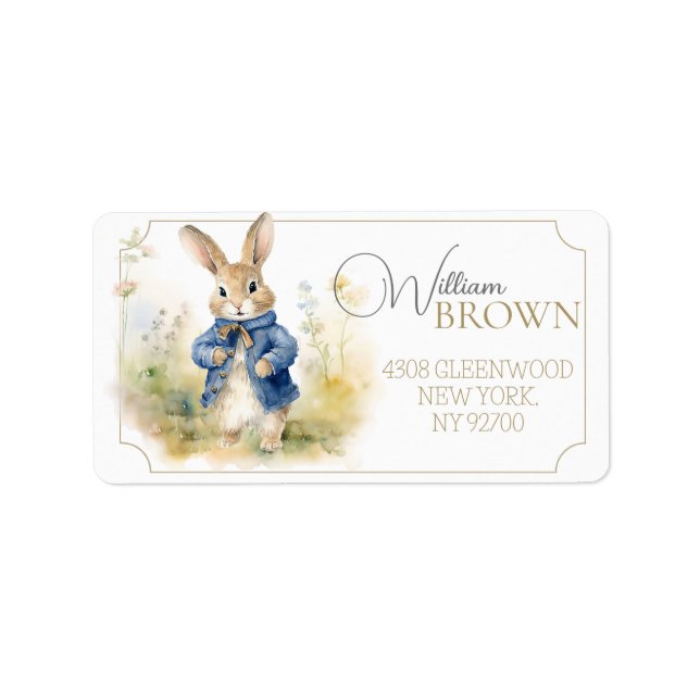 Peter The Rabbit Watercolor Birthday  Label (Front)