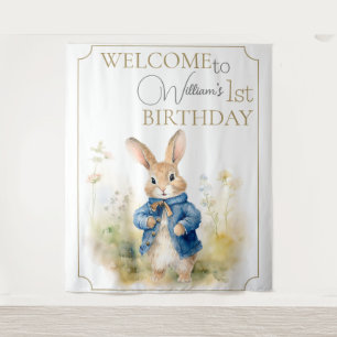 Peter The Rabbit Watercolor Birthday Tapestry