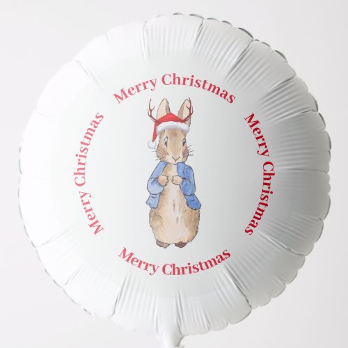 Peter the Rabbit wearing Santa Hat Merry Christmas Balloon