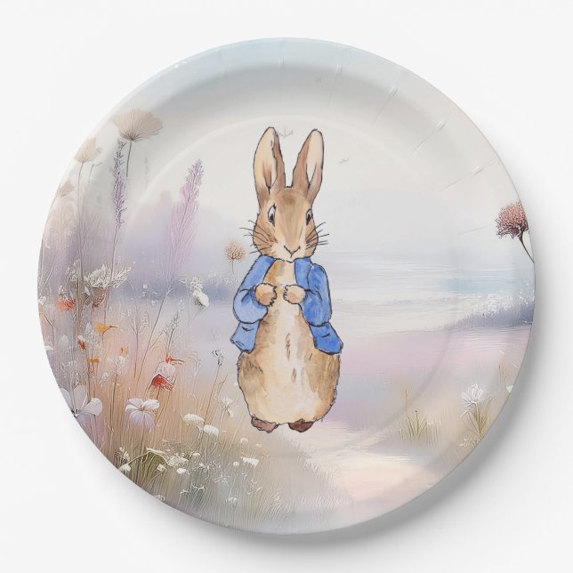 Peter the Rabbit wildflower field Paper Plates (Front)