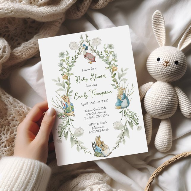 Peter the Rabbit Wildflower Watercolor Baby Shower Invitation (Creator Uploaded)