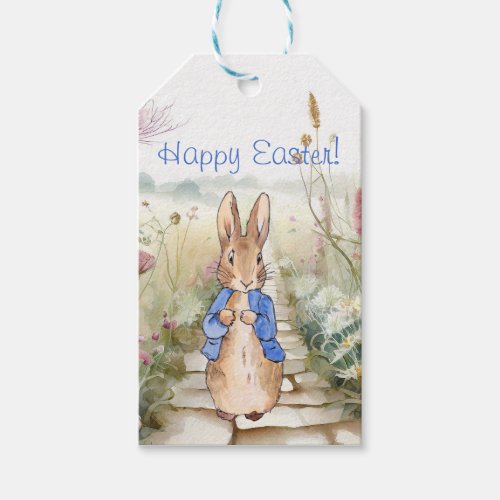 Peter the Rabbit wildflowers Happy Easter Gift Tags