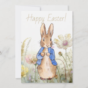 Peter the rabbit wildflowers Happy Easter Holiday Card