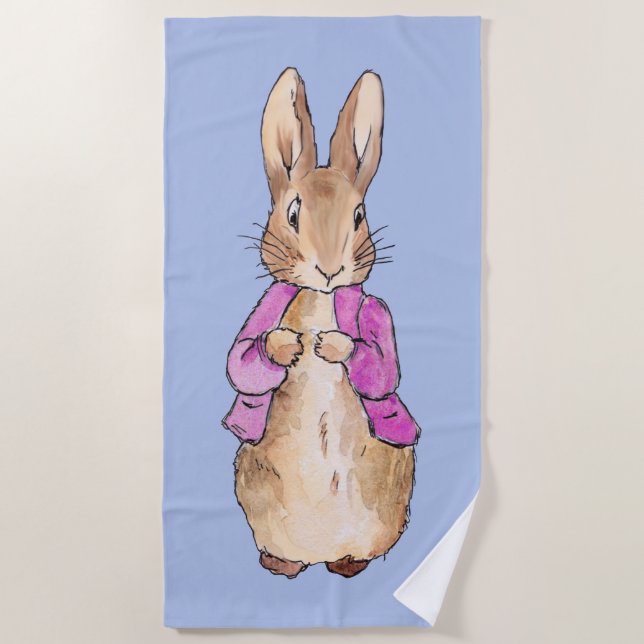 Peter the rabbit with a blue background beach towel (Front)