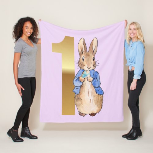 Peter the Rabbit with a blue butterfly Fleece Blanket