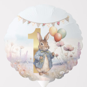 Peter the rabbit with balloons First birthday