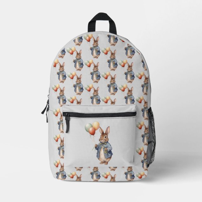 Peter the rabbit with balloons printed backpack (Front)