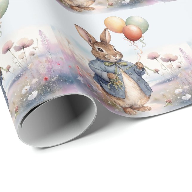Peter the rabbit with balloons wrapping paper (Roll Corner)
