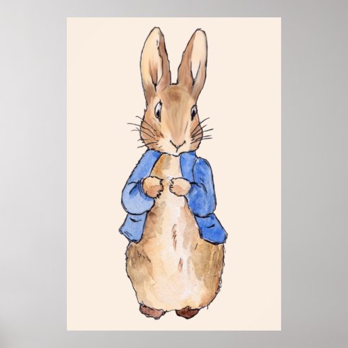 Peter the Rabbit with Beige background Poster